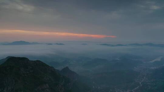 航拍大气高山云海晨曦（雁荡山）