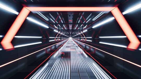 红色未来感科技隧道3D渲染视频素材模板下载