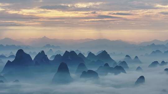 航拍山水水墨意境自然风光