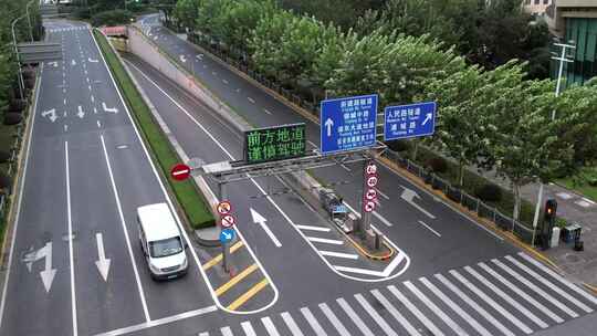 航拍上海 陆家嘴 街道