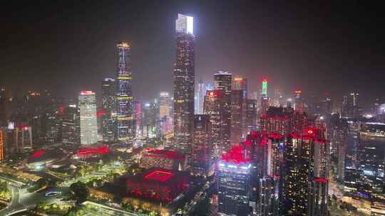 4k广州塔珠江新城海心沙花城广场夜景