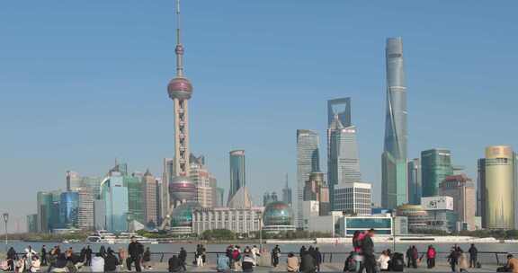 上海陆家嘴城市风光东方明珠城市天际线