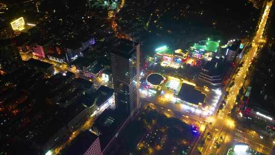 南京市鼓楼区车流夜景航拍延时