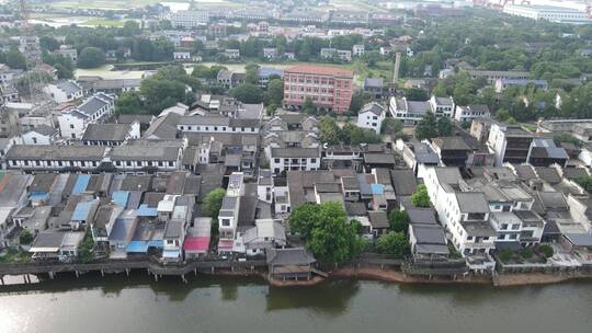 旅游景区湖南长沙靖港古镇4A景区航拍