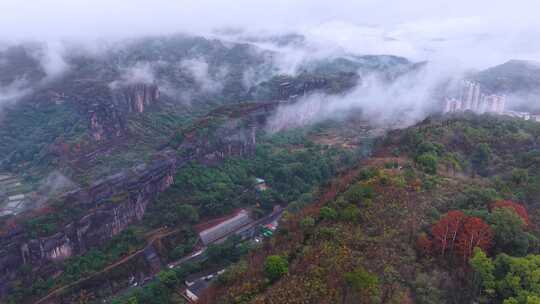 航拍下的乐昌坪石烟雨风景