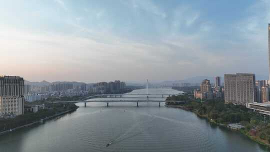 惠州东江风景航拍惠州大桥合生大桥河流风光