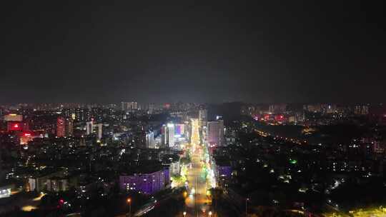 航拍四川自贡夜景自贡城市风光