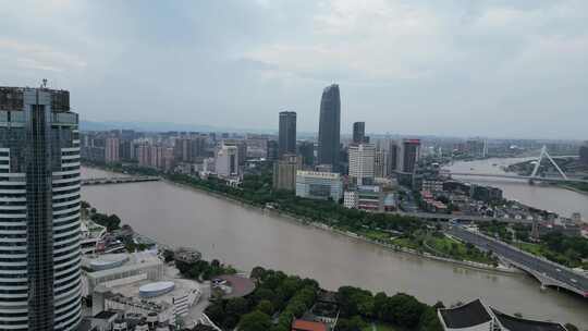 航拍浙江宁波城市风光宁波建设