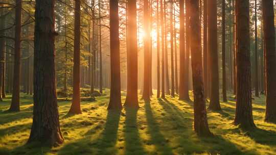森林素材大自然春天生机绿意清晨阳光照耀
