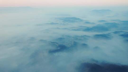 水墨画清晨迷雾平流层航拍