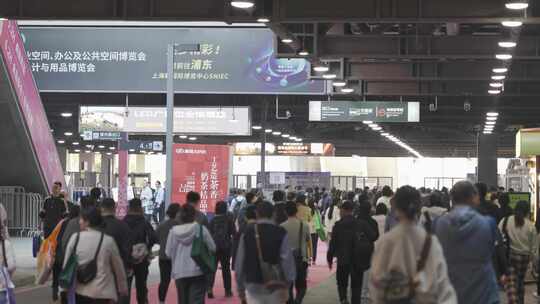 上海地铁2号线徐泾东国家会展中心人流视频素材模板下载