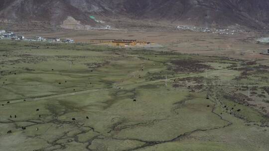 HD西藏村庄地形雪山航拍