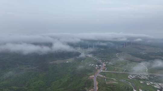 贵州龙里大草原清晨平流雾航拍