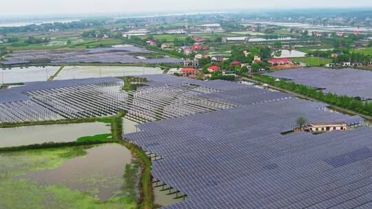 光伏发电太阳能新能源新农村航拍