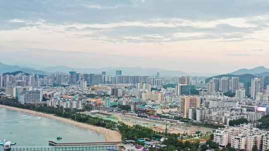 海南三亚湾海滨城市航拍