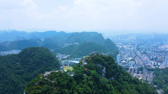 柳州航拍马鞍山城市风景