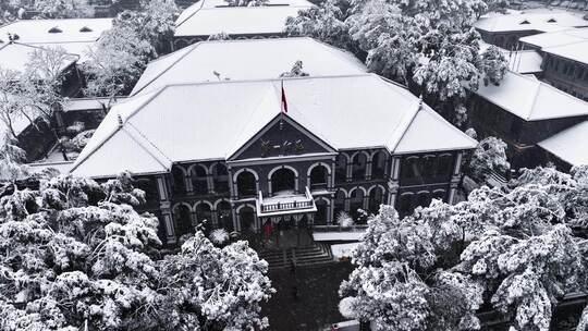 湖南第一师范学院雪景素材