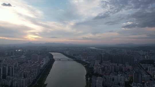 江西赣州城市晚霞夕阳西下晚霞航拍