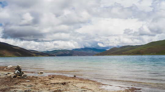 西藏羊湖延时风景片头4k