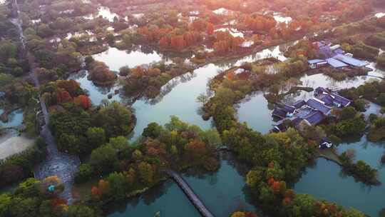杭州西溪湿地光影秋色航拍