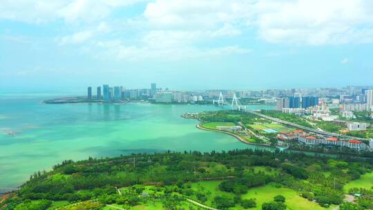 4k航拍海南海口市海甸岛