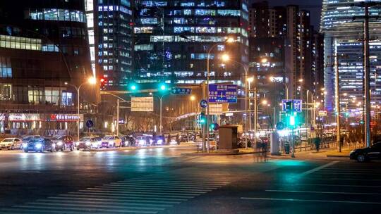 北京夜间人行横道的时间推移