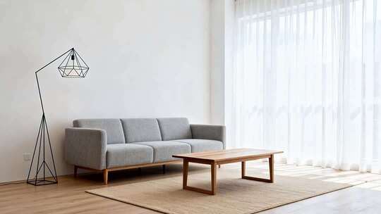 简约风格客厅沙发茶几布置