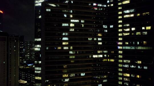 广州天河珠江新城航拍写字楼住宅夜景