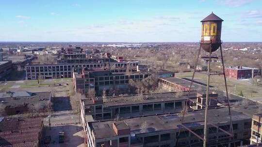 底特律密歇根附近被废弃的帕卡德汽车厂视频素材模板下载