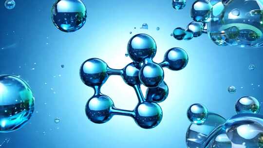 三维渲染分子结构与气泡