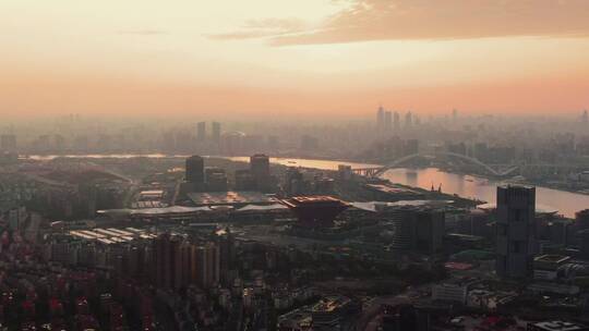 上海城市夕阳场景