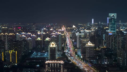 上海城市交通夜景-悟2航拍