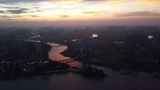 湖南衡阳石鼓书院城市夜景航拍