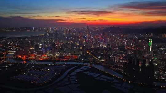 4K航拍深圳市地标建筑晚霞12