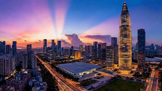 深圳城市风光高楼夜景素材