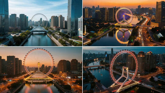 天津之眼航拍城市夜景延时宣传片素材高清在线视频素材下载