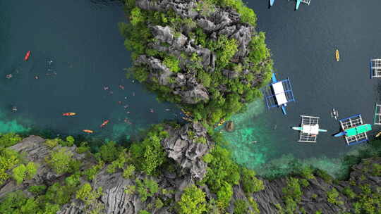 热带岛屿俯瞰-皮划艇翻船