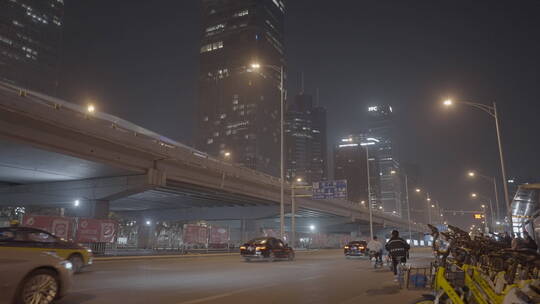 都市夜景 深夜奋斗 白领加班