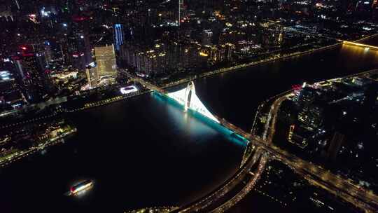 广州珠江夜景 广州粤港澳大湾区 航拍