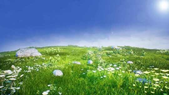 青青草地和野花风景