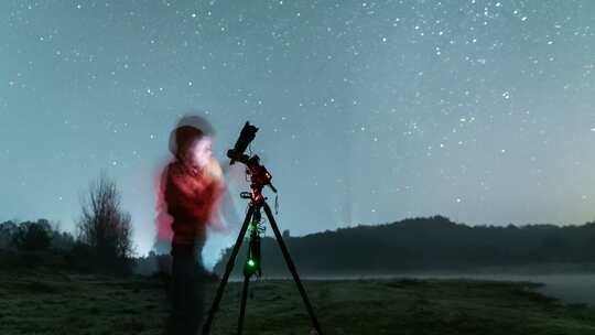 户外夜晚星空银河延时