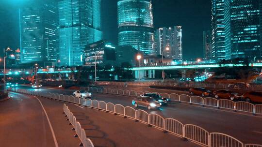 上海世纪大道城市夜景航拍风光