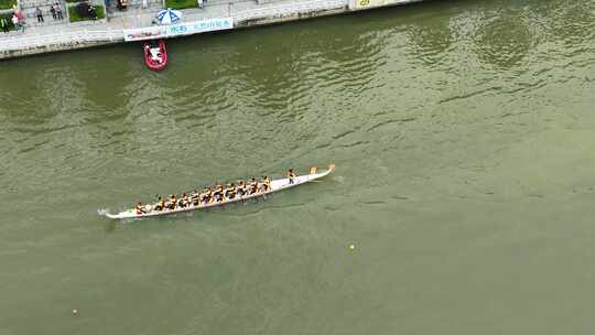 端午节赛龙舟比赛航拍龙舟俯拍龙舟划桨划船
