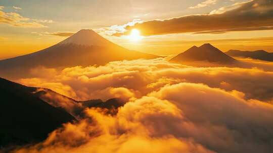 云海中的富士山日出