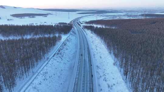 冬季大兴安岭林区交通运输冰雪路面高速公路