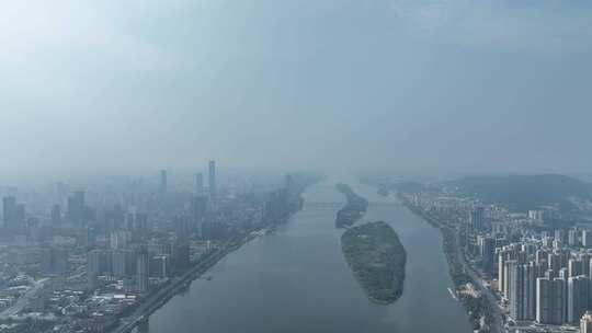 长沙橘子洲头航拍湘江橘子洲景区长沙地标