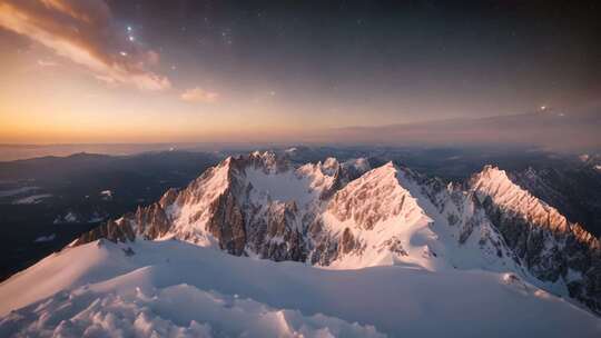 雪山星空全景