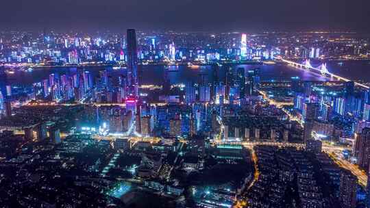 武汉夜景航拍视频素材模板下载