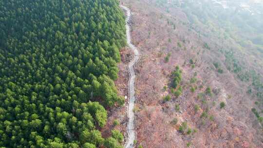 山东济南蝎子山绿色红色秋天风光景色航拍