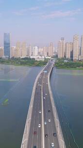 武汉沙湖大桥交通竖屏航拍